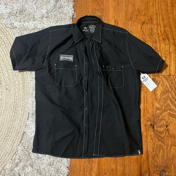 NEW American Biker Sturgis Black Button Down Shirt - Picture 2 of 5